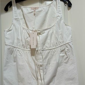 Rebecca Taylor Cotton Top , Tank Style with Ties, Cream, Size Med, NWT
